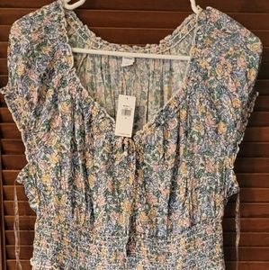 Old Navy NWT Size Medium smocked waist defined floral-print Midi dress for women